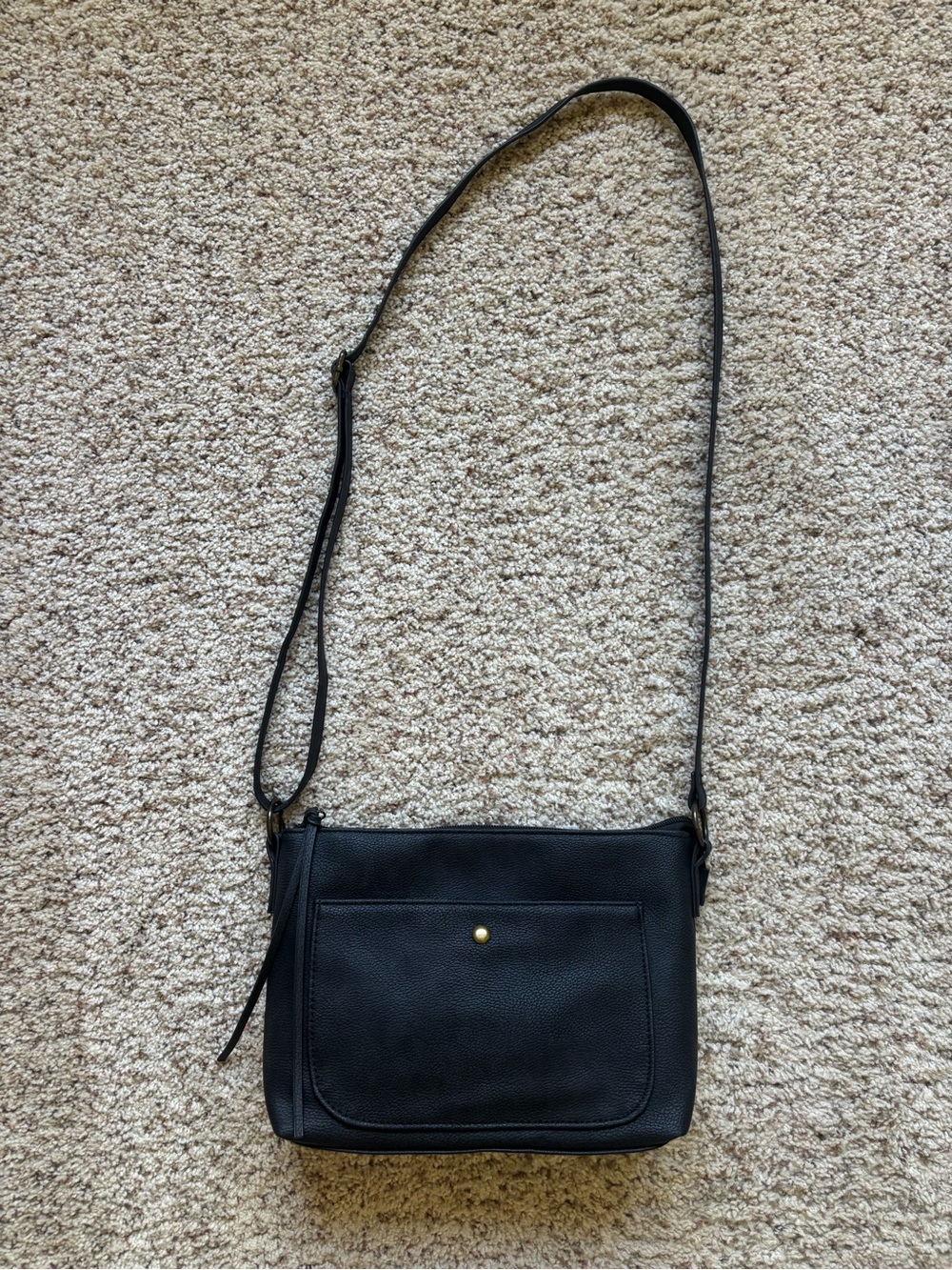 Faux Pebbled Leather Crossbody Bag Black